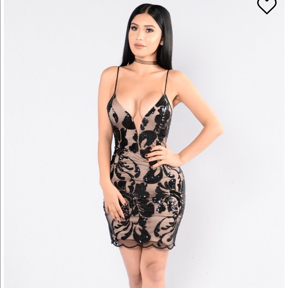 Sequin/mesh dress
